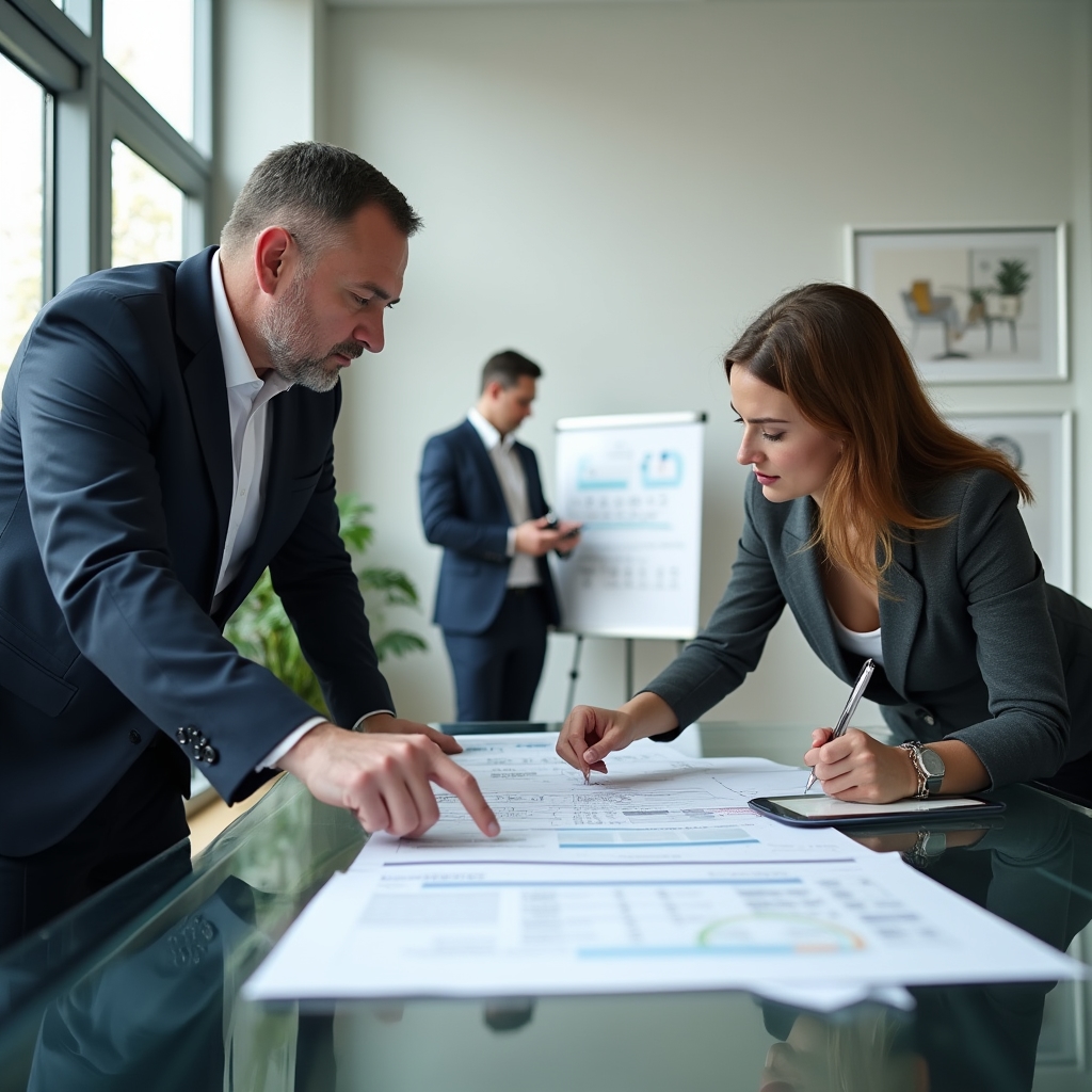 Команда обсуждает бюджет компании